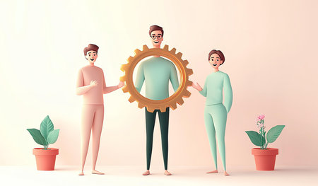 Teamwork concept. Teamwork of business people. Vector illustration.の素材