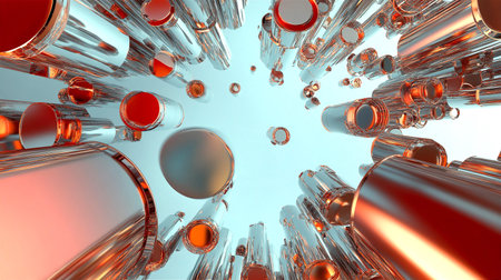 Abstract 3d rendering of chaotic shapes. Futuristic background for your design.の素材