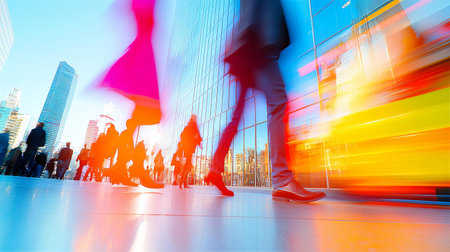Business People Walking Commuter Cityscape Motion Blur Cityscape Conceptの素材