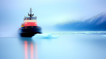 Cargo ship in the sea. 3d rendering. Computer digital drawing.の素材