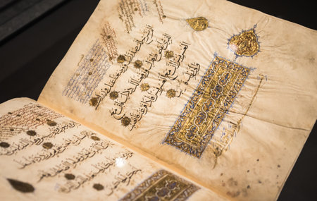 UAE, Abu Dhabi - August 22, 2024: Louvre Abu Dhabi, interior with exhibits, art collectionのeditorial素材