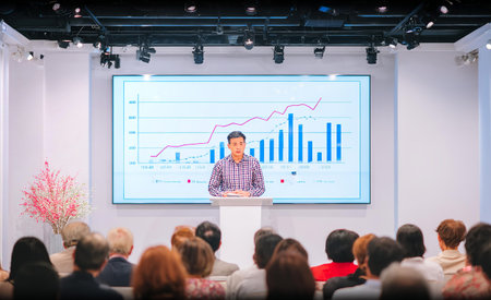 Business people in conference hall. Presentation in the conference hall.の素材