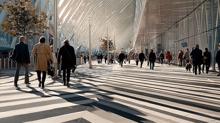 Crowd of people walking in the city. 3D rendering.の素材