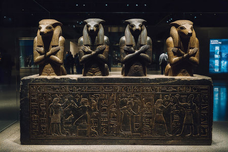 Egyptian hieroglyphs in the Museum of Egyptian Antiquitiesの素材