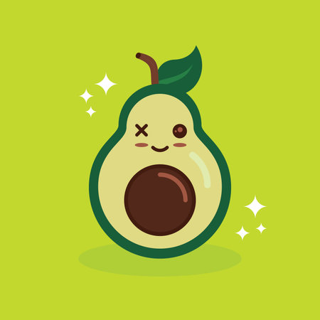 Avocado character design. Vector illustration in flat style. Avocado iconのイラスト素材