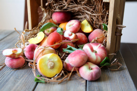 still life - peachesの写真素材