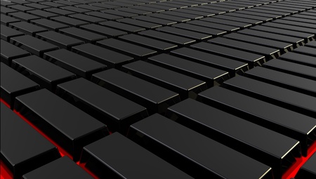 Black rectangles with red illumination on a backgroundの写真素材