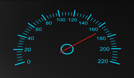 Speedometer with a red arrow on a black background
