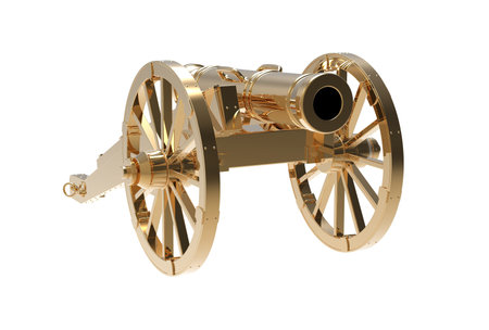 Ancient gold gun on a white background 