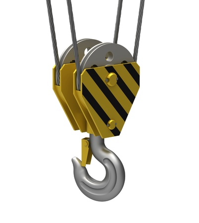 Hook of the elevating crane on a white backgroundの写真素材