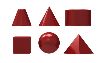 Geometrical figures of different kinds on a white backgroundの写真素材