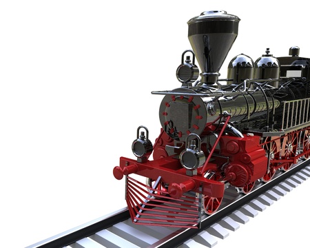 3d render of  ancient train on a white backgroundの写真素材