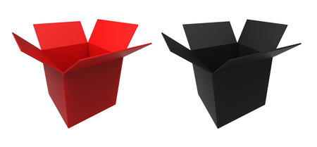 3d render of  red and black box on a white background