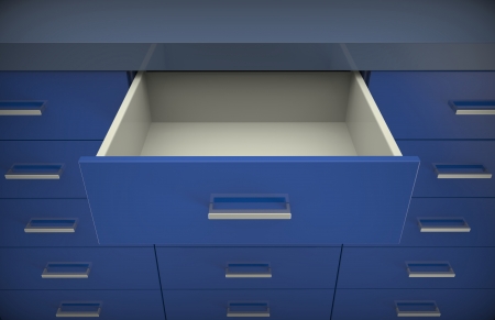 3d render of  cupboard with opened drawerの写真素材