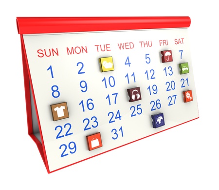 Calendar icons on a white backgroundの写真素材