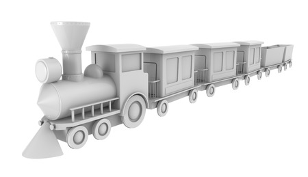 3d render of toy train on white backgroundの写真素材