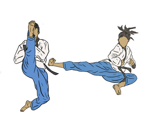 Taekwondo. Vector illustration of a man in kimono.のイラスト素材
