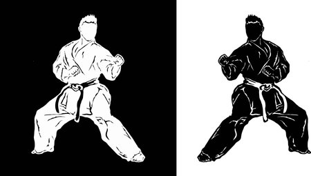 karate vector illustration on a black and white background. karateのイラスト素材