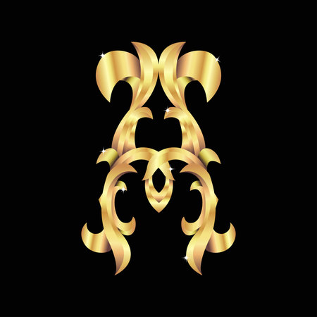 gold baroque monogramのイラスト素材