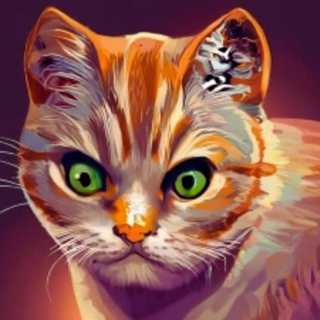 Portrait of a red cat with green eyes on a dark backgroundの素材