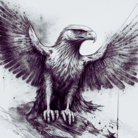 Eagle. Hand-drawn illustration. Pencil drawing on paper.の素材