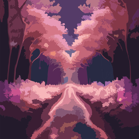 Night forest background. Vector illustration in a flat style. EPS 10のイラスト素材