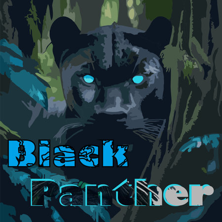 Panther in the jungle. Vector illustration of a wild animal.のイラスト素材