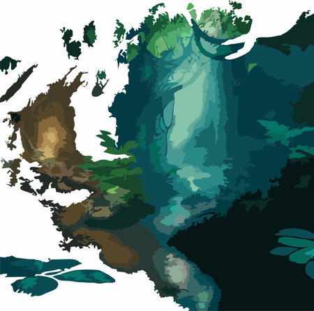 Grunge map of Australia with forest and river. Vector illustration.のイラスト素材
