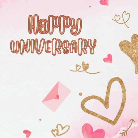 Happy Universary Day greeting card with hearts. Vector illustration.の写真素材