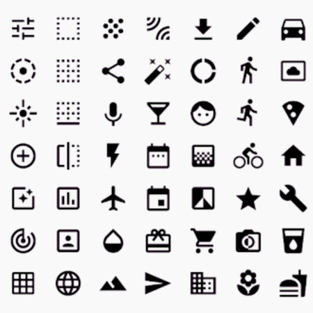 Set of black icons for web and mobile applications. Vector illustration.