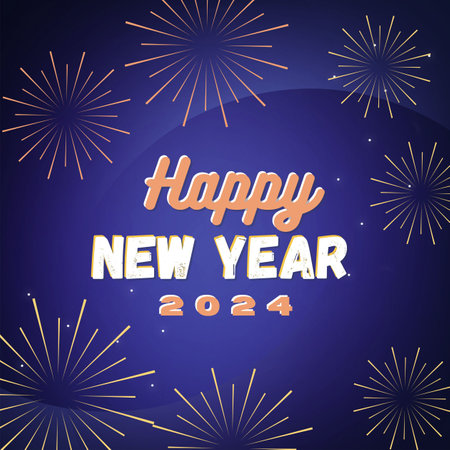 Happy new year 2024 background with fireworks. Vector Illustrationの写真素材