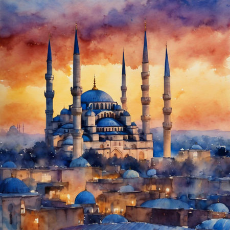 watercolor of the Blue Mosqueの素材