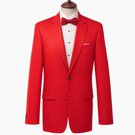 Red suit jacket isolated on white background, for mockup and printingの素材
