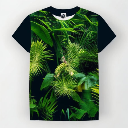 T-shirt with tropical plants on a white background. Isolated.の素材