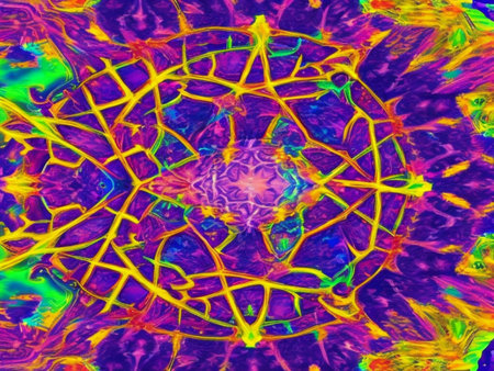 abstract background with a psychedelic pattern in the form of a kaleidoscopeの素材