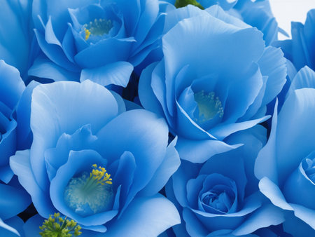 Blue roses background, close up. Floral background. Blue flowers.の素材