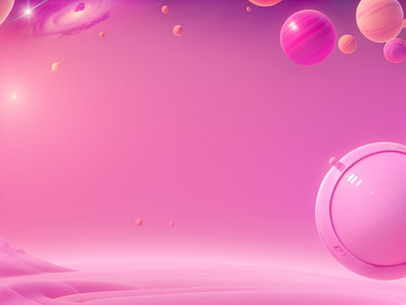 Cosmic background with space and planets. Vector illustration. Pink color.の素材