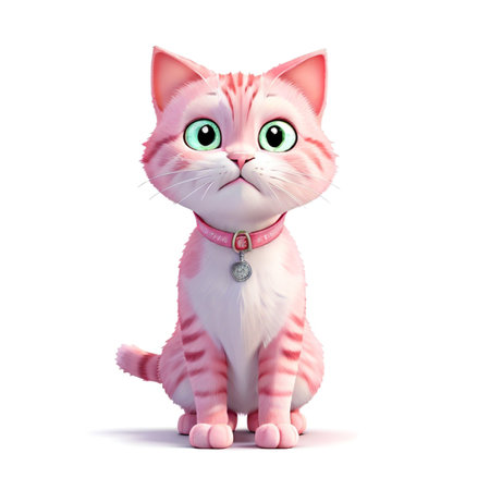 Cute cat isolated on a white background. 3D illustration.の素材