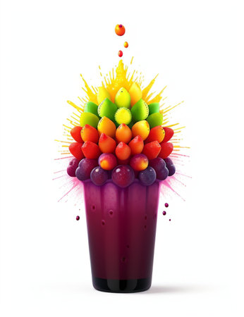Fruit juice in a glass with splashes. Vector illustration.の素材