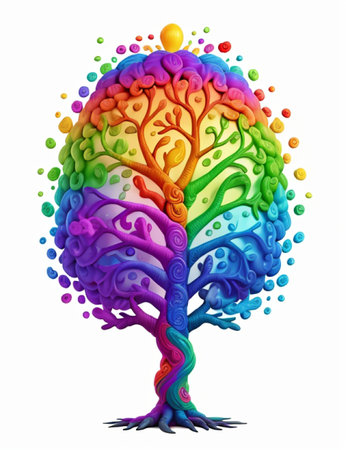 Rainbow tree isolated on white background. Vector illustration. EPS 10の素材