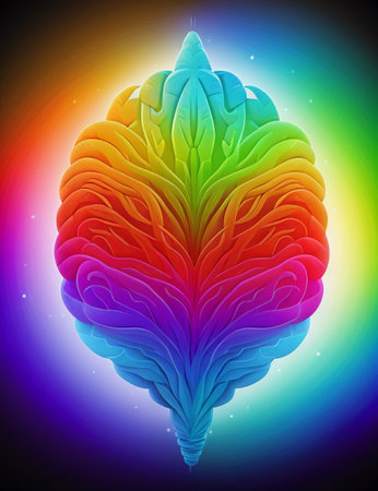 Abstract heart on a rainbow background. Vector illustration for your design.の素材