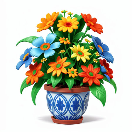 Flower pot isolated on white background. Vector illustration. Eps 10.の素材
