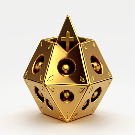 golden dice isolated on a white background. 3d render.の素材