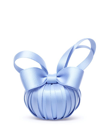 Blue ribbon bow isolated on white background. 3d render illustration.の素材