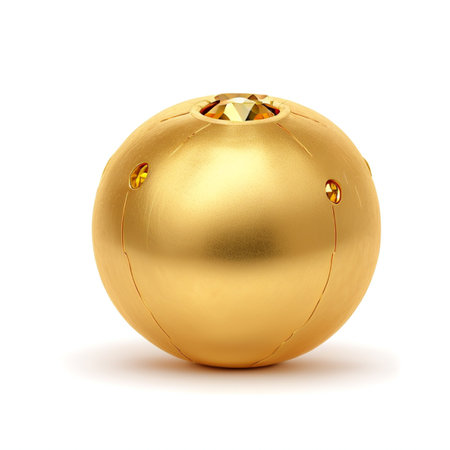 golden christmas ball isolated on white background. 3d illustrationの素材