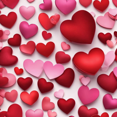 Valentine's day background with red hearts. 3D renderingの素材