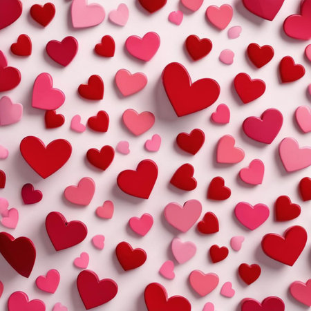 Valentine's Day background with red hearts. 3d renderingの素材