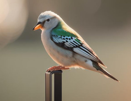 A closeup shot of a bird on a fence with a blurred backgroundの素材