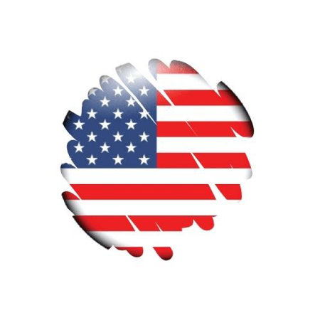 American flag in a circle on a white background. Vector illustration.の写真素材