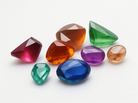 colorful sapphires on a white background. Isolatedの素材